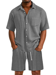 men-s-daily-wrinkled-texture-pocket-shirt-shorts-set-1063