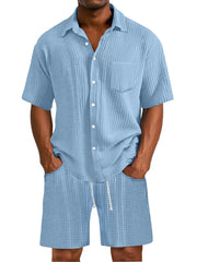 men-s-daily-wrinkled-texture-pocket-shirt-shorts-set-1063