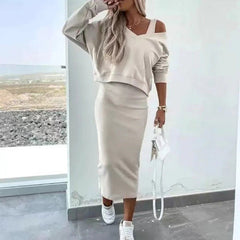 hot-sale-50-offwomen-s-2-piece-set-sleeveless-dress-loose-v-neck-pullover-6768