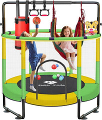 Trampoline for Kids, 5FT Adjustable Toddler Trampoline, Indoor/Outdoor Baby Trampoline with Enclosure Net, No-Gap Safe Design, Gifts for Boys & Girls